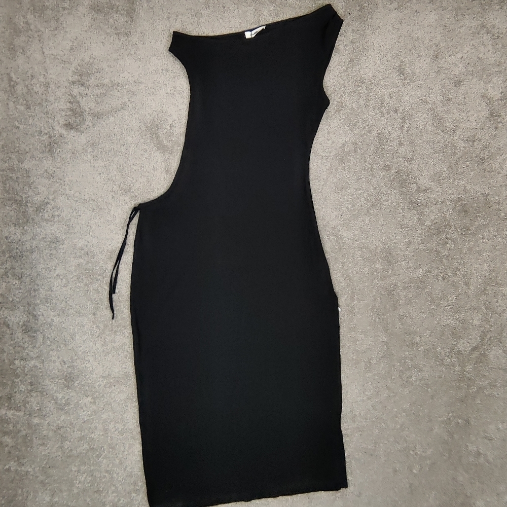 4th Reckless Women's Black Cutout Midi Dress Size Medium Cotton NEW